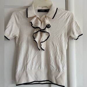 Ralph Lauren Cream Blouse with Black Trim
